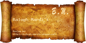 Balogh Marót névjegykártya